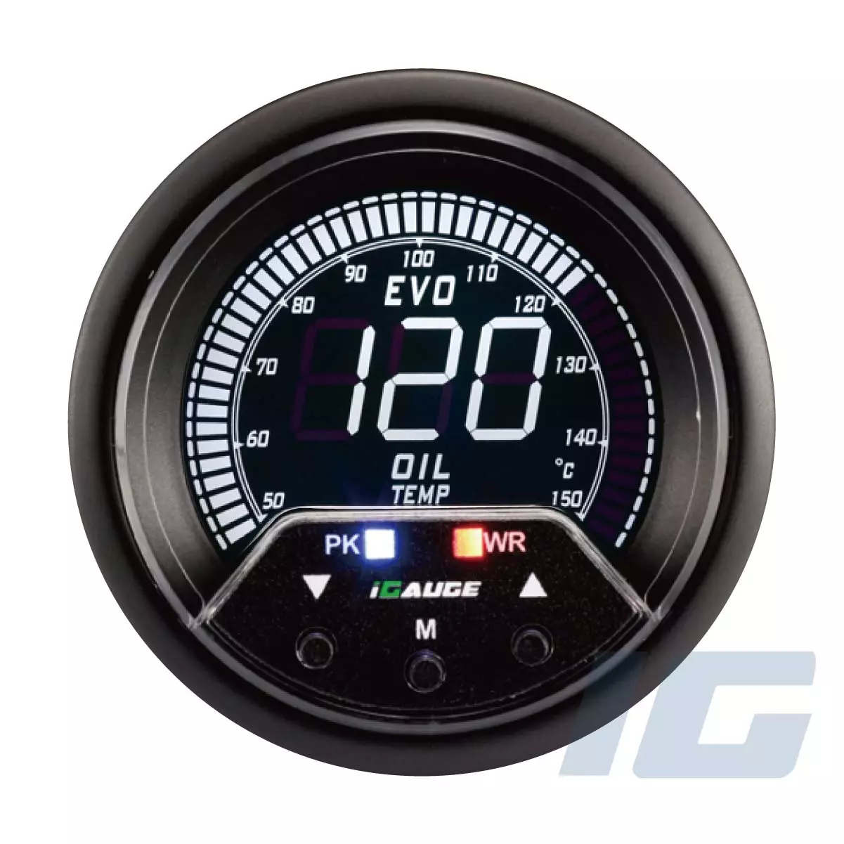 EVO PK Series 60mm LCD Perfomece Car Gauges - Oil Temp Gauge with Sensor & Warning & Peak for Your Sport Racing Car - (°C / °F)