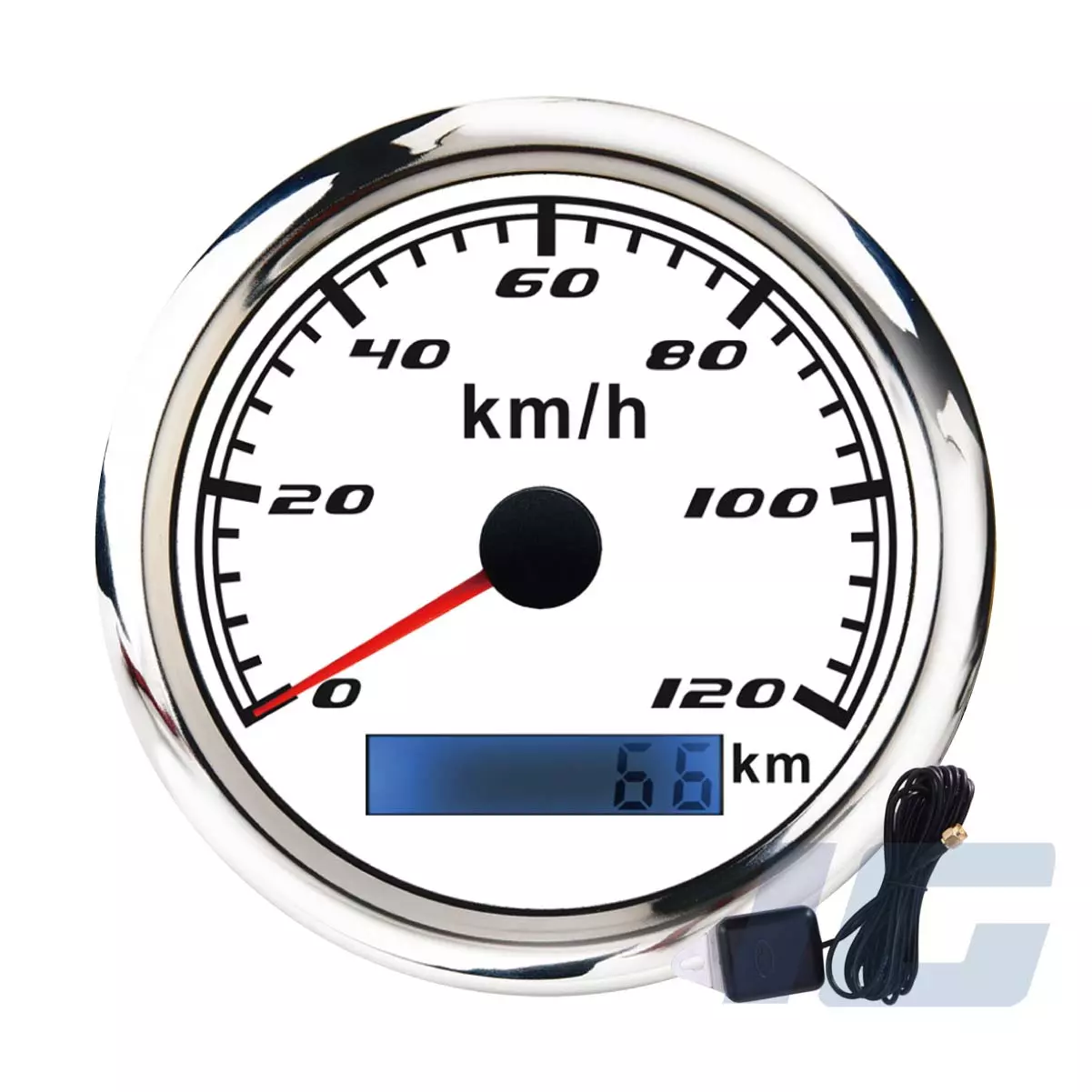 W Pro Series 85mm White Face Aftermarket Marine Gauge - 12V / 24V Speedometer with Odometer & GPS Sensor for Golf Vehicles, Golf Course Car- KMH, MPH, KNOT Indicator Meter Gauge kits for golf cart, golf vehicles, golf course car, electric golf carts, gas golf cart, golf cart parts